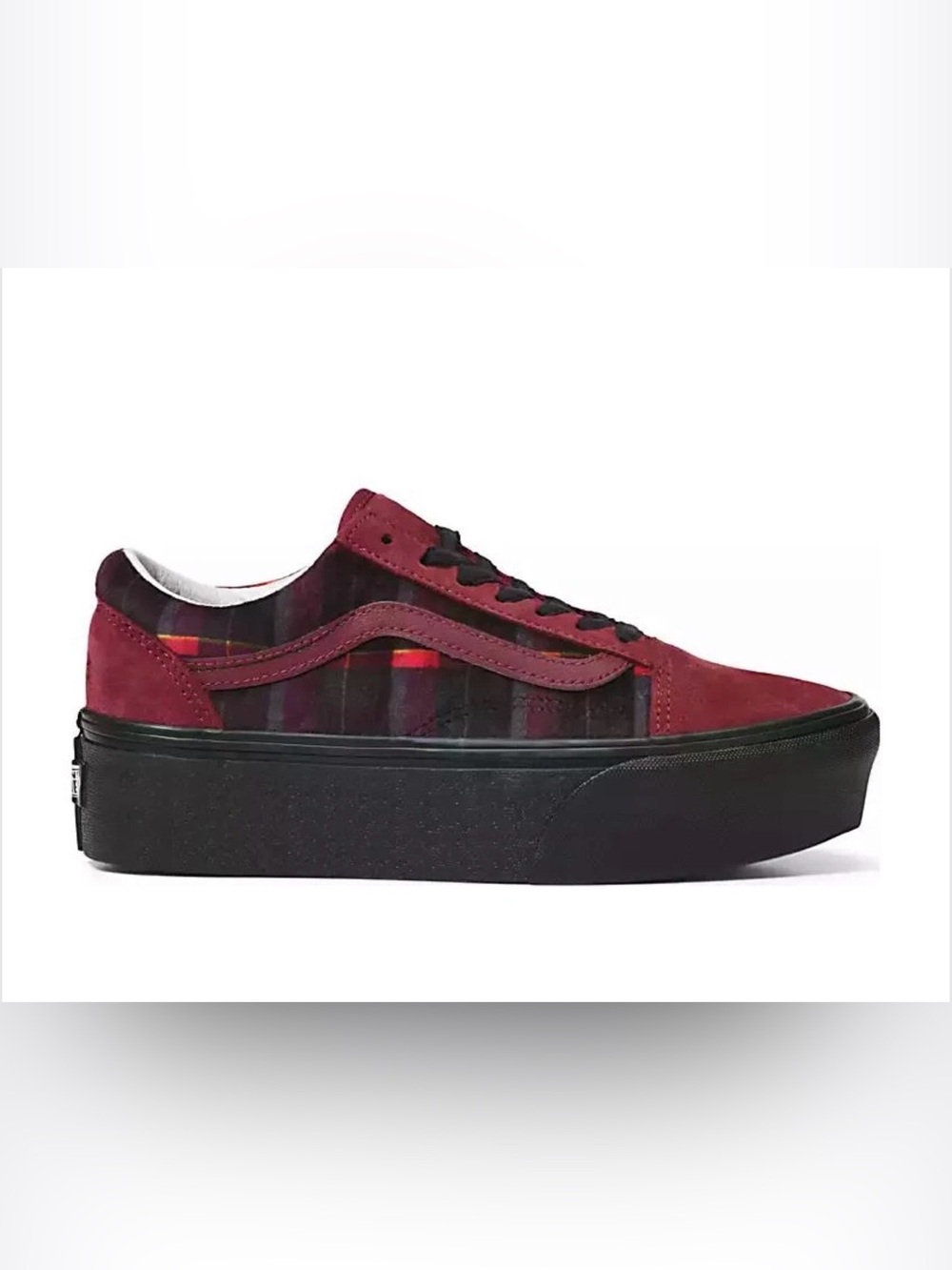 Vans Women's Velvet Plaid Platform Sneakers with Black Sole - Picture 7 of 8